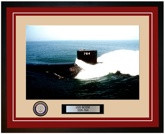 USS Boise SSN-764 Framed Navy Ship Photo Burgundy