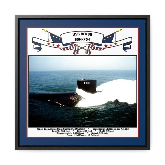 USS Boise SSN-764 Navy Floating Frame Photo Front View