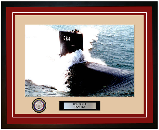 USS Boise SSN-764 Framed Navy Ship Photo Burgundy