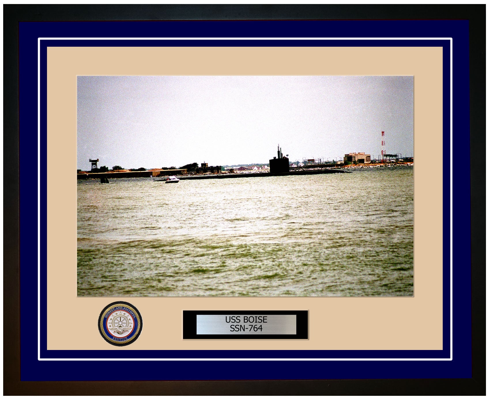 USS Boise SSN-764 Framed Navy Ship Photo Blue