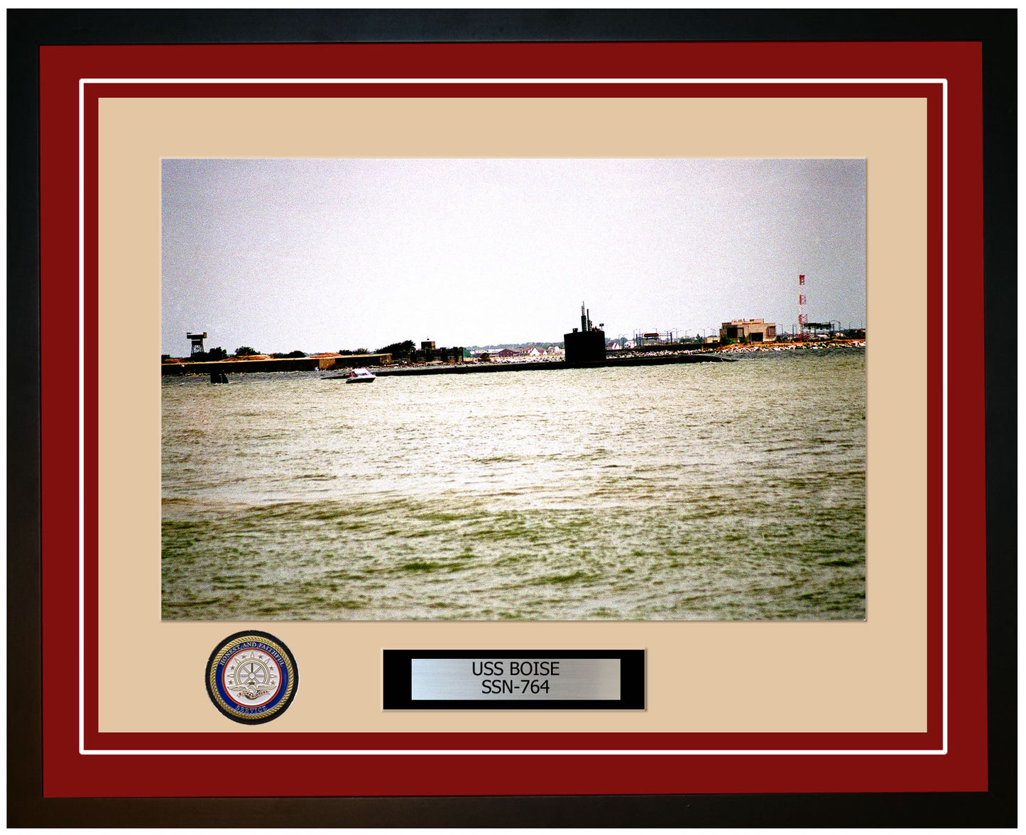 USS Boise SSN-764 Framed Navy Ship Photo Burgundy