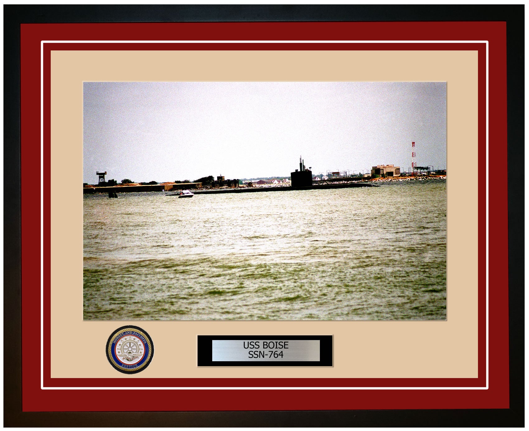 USS Boise SSN-764 Framed Navy Ship Photo Burgundy
