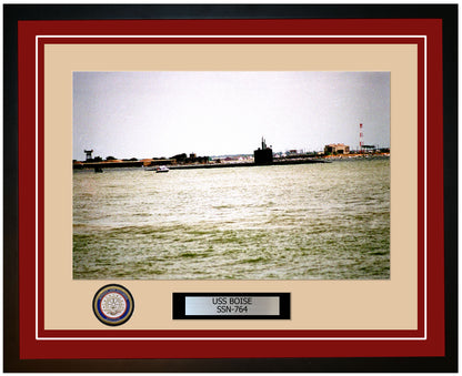 USS Boise SSN-764 Framed Navy Ship Photo Burgundy