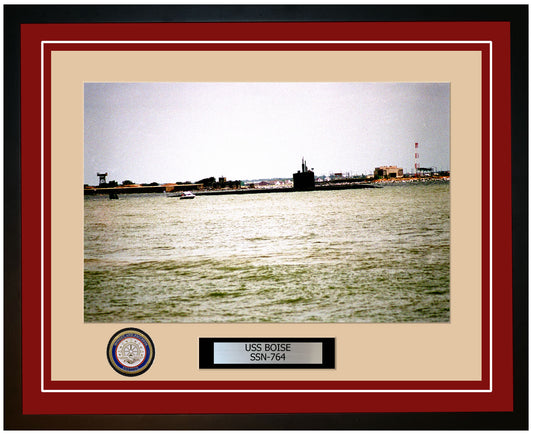 USS Boise SSN-764 Framed Navy Ship Photo Burgundy