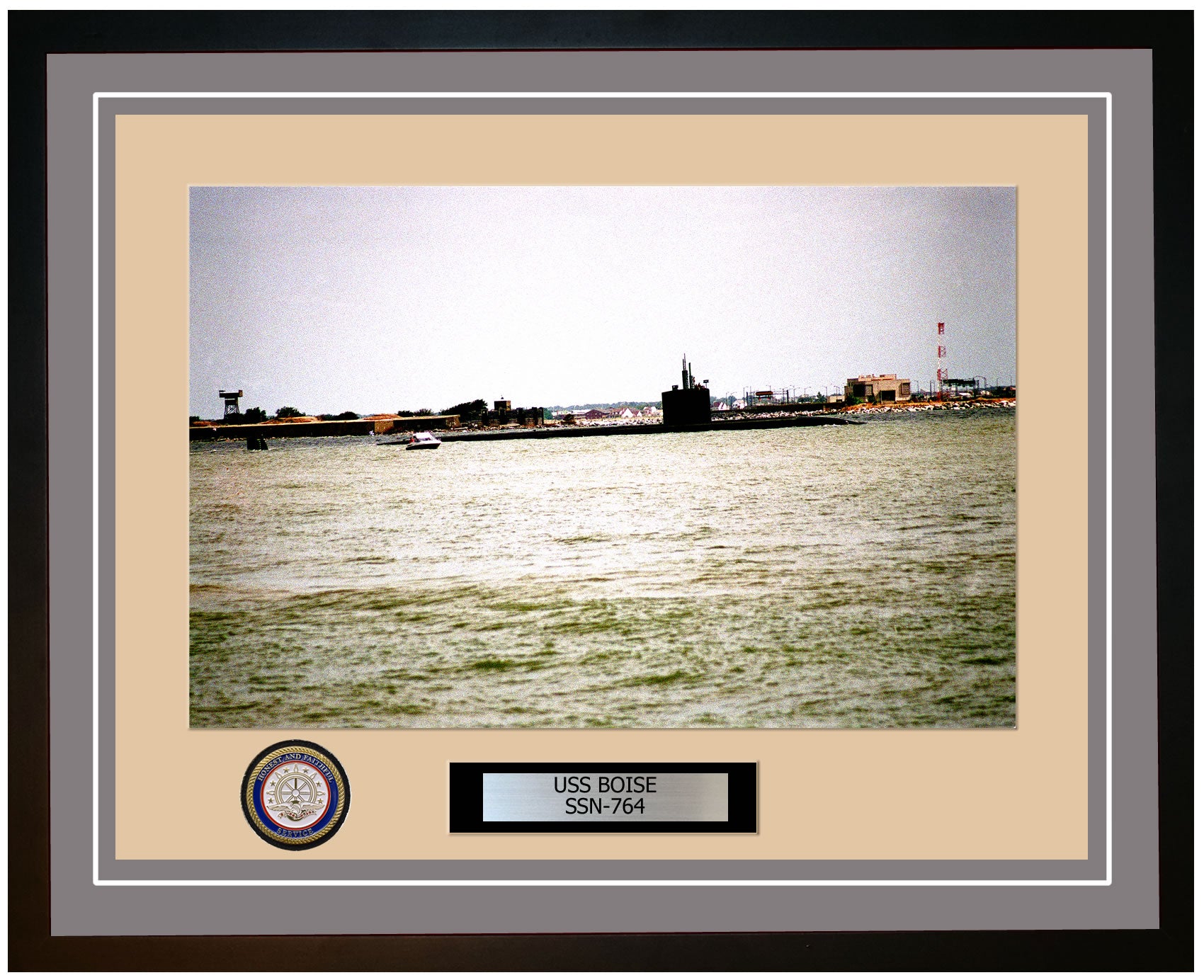 USS Boise SSN-764 Framed Navy Ship Photo Grey