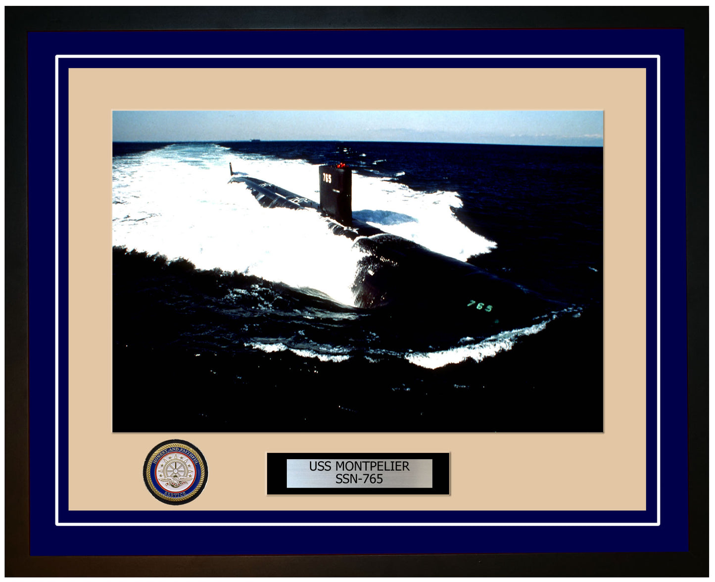 USS Montpelier SSN-765 Framed Navy Ship Photo Blue
