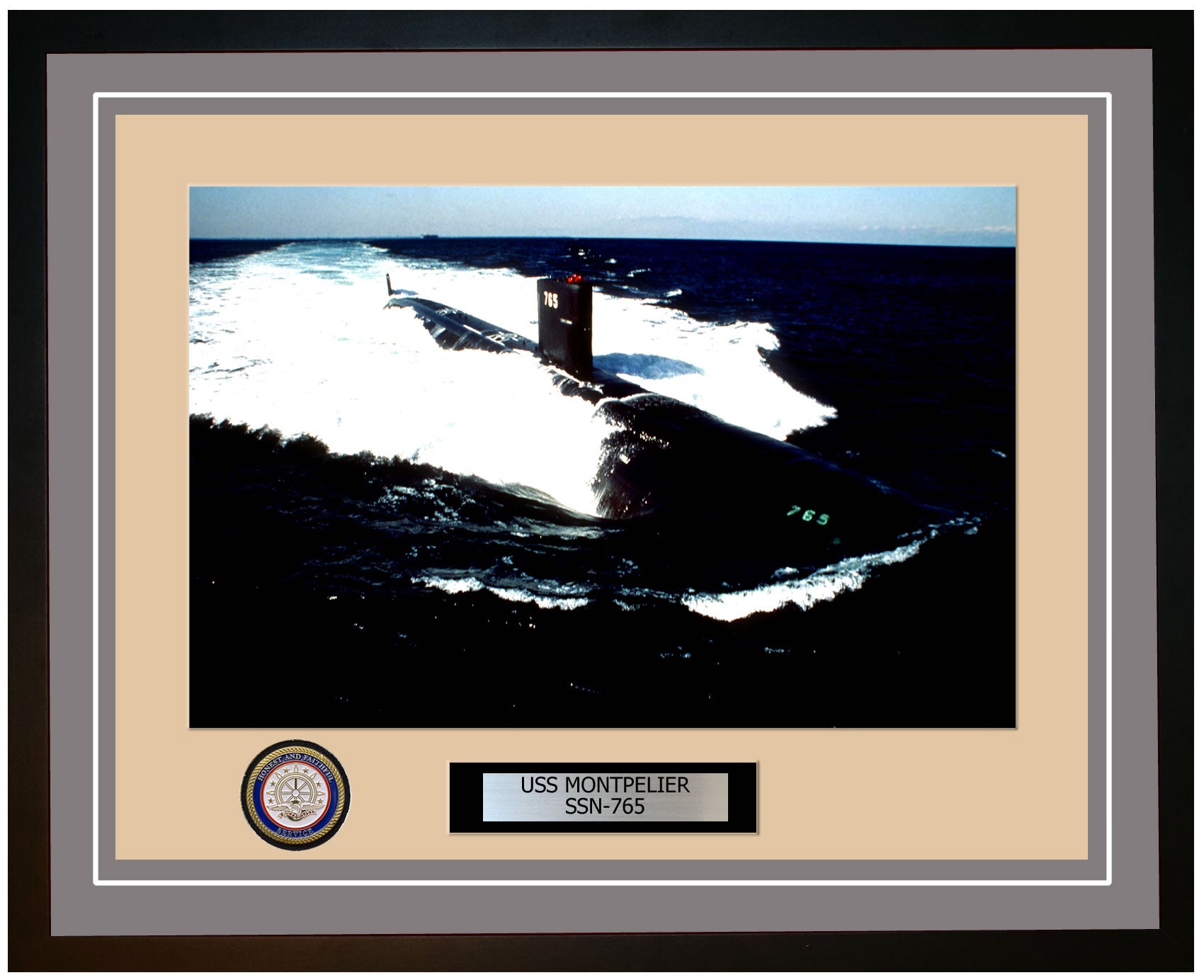 USS Montpelier SSN-765 Framed Navy Ship Photo Grey