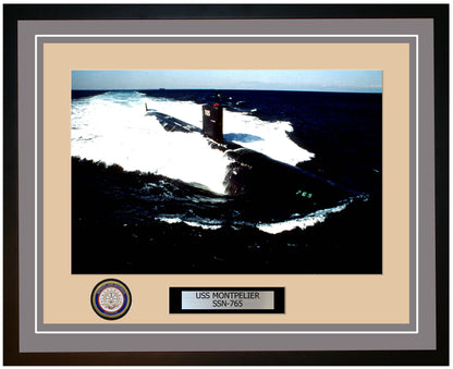 USS Montpelier SSN-765 Framed Navy Ship Photo Grey