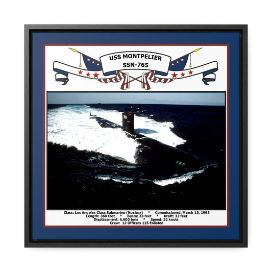 USS Montpelier SSN-765 Navy Floating Frame Photo Front View