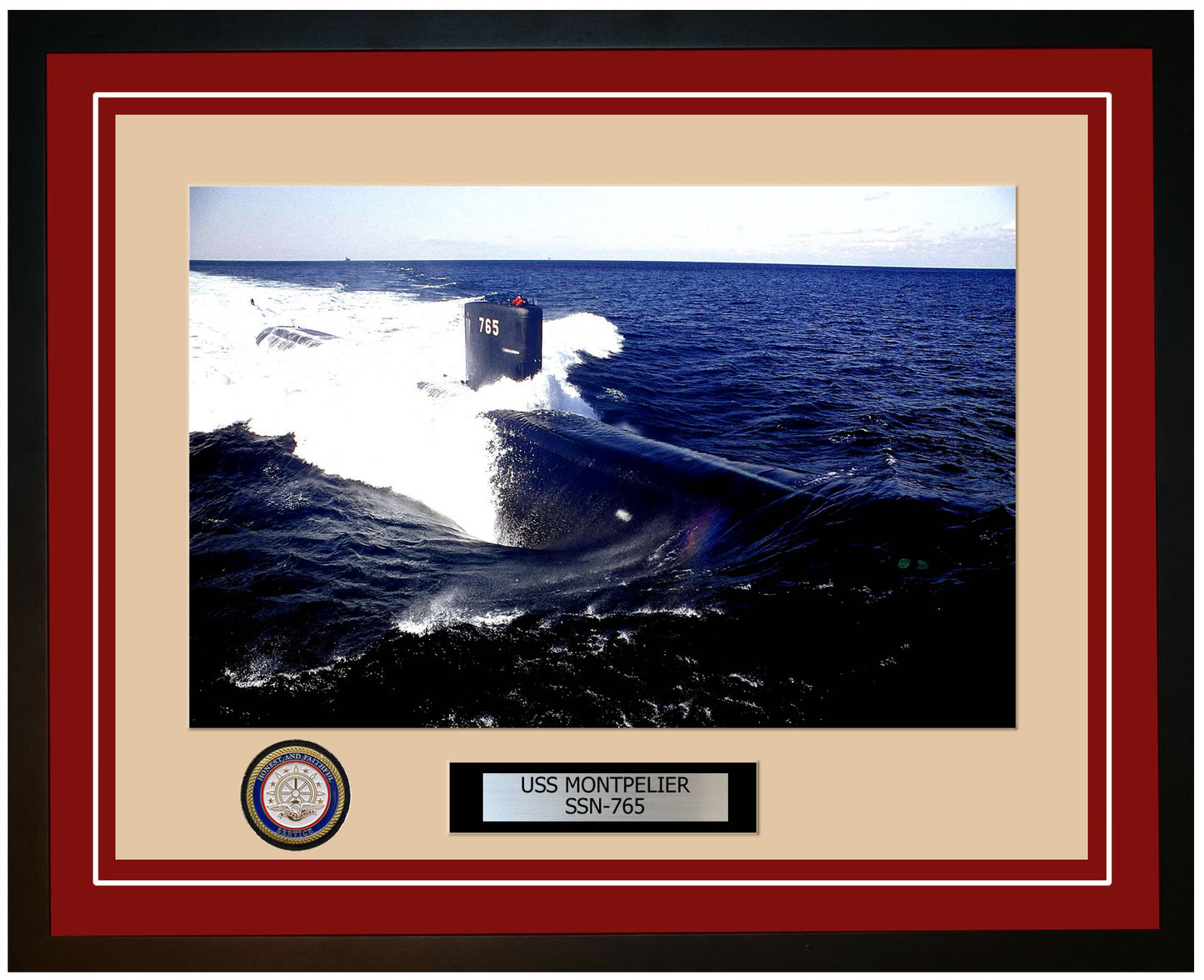 USS Montpelier SSN-765 Framed Navy Ship Photo Burgundy