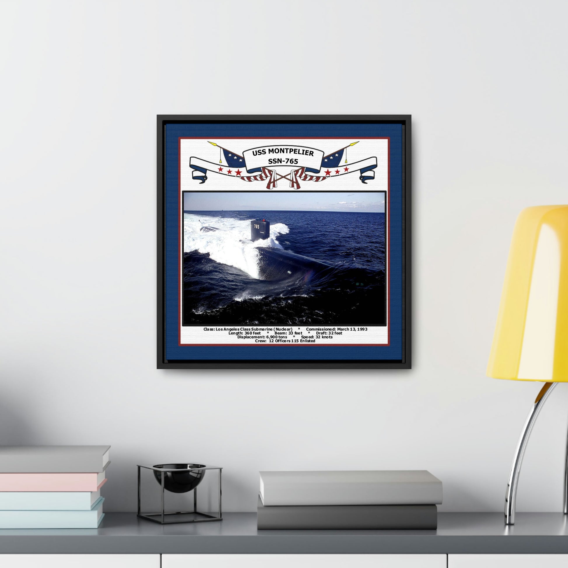 USS Montpelier SSN-765 Navy Floating Frame Photo Desk View
