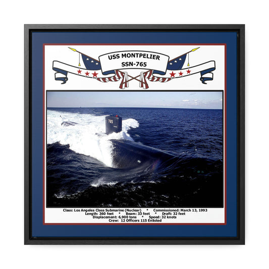 USS Montpelier SSN-765 Navy Floating Frame Photo Front View
