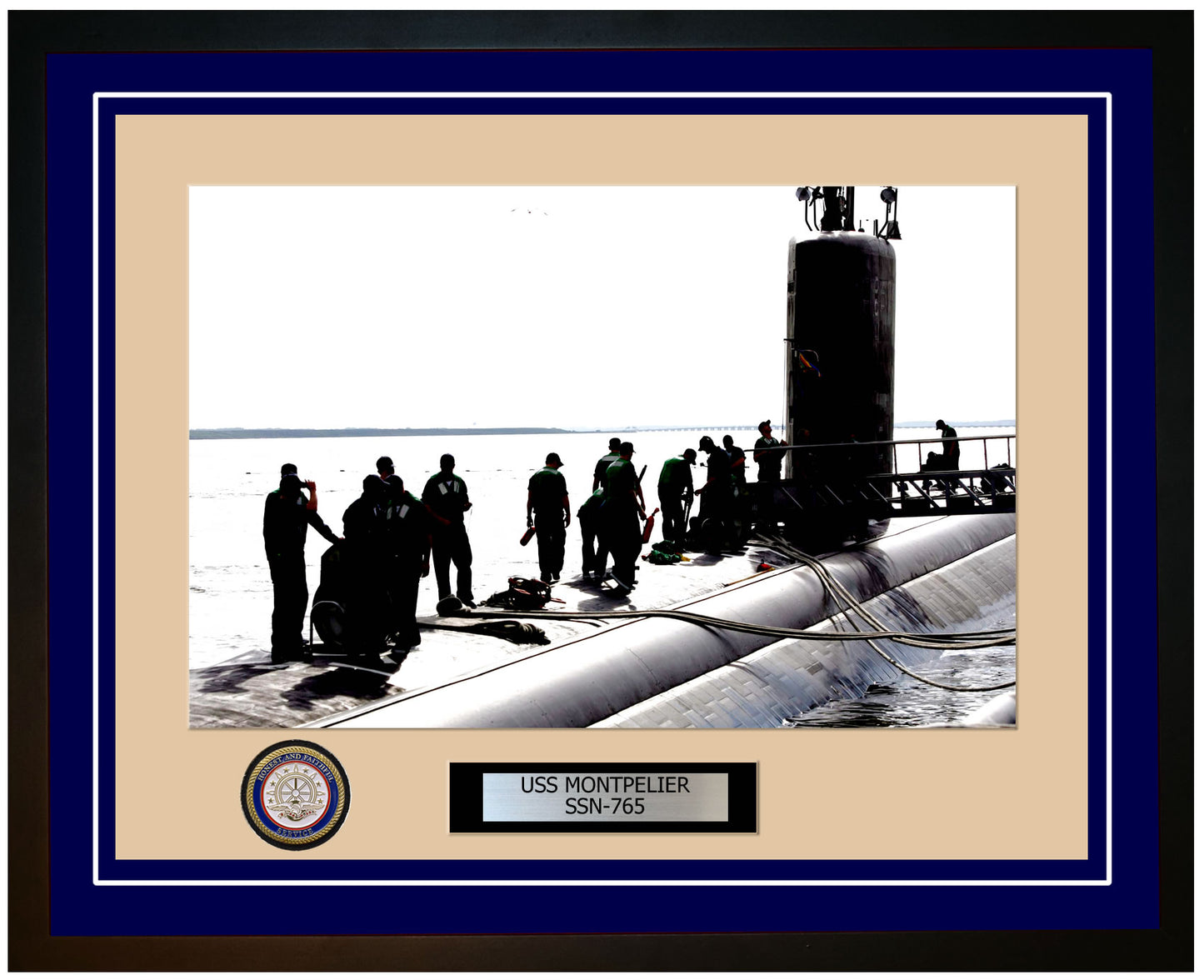USS Montpelier SSN-765 Framed Navy Ship Photo Blue