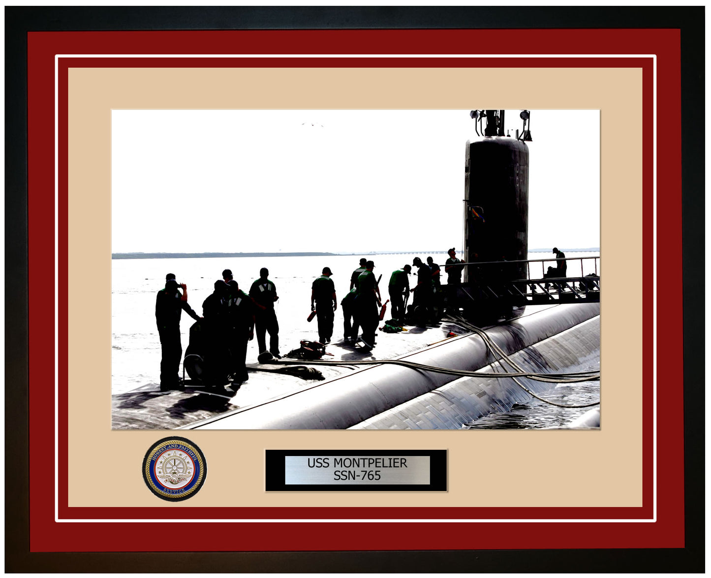 USS Montpelier SSN-765 Framed Navy Ship Photo Burgundy