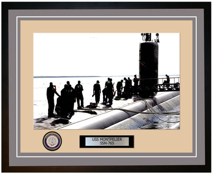 USS Montpelier SSN-765 Framed Navy Ship Photo Grey