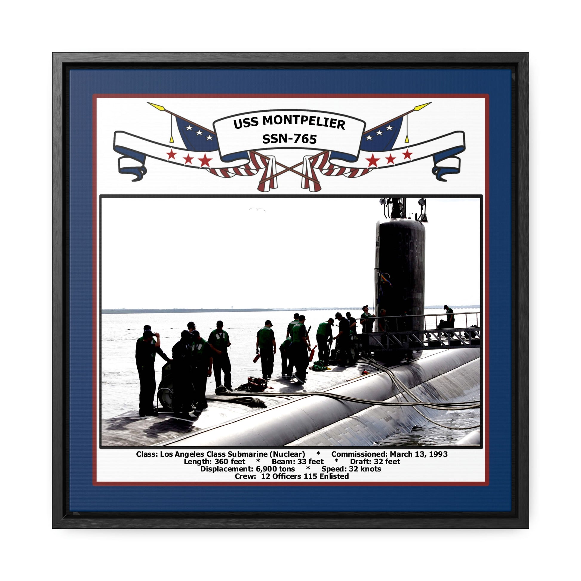 USS Montpelier SSN-765 Navy Floating Frame Photo Front View