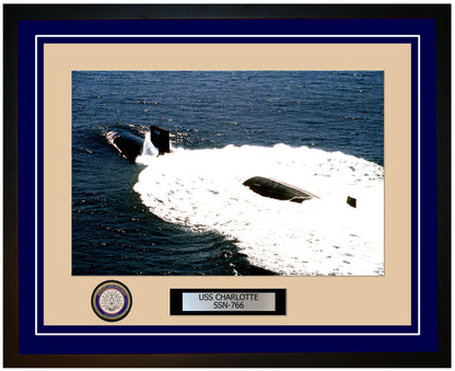 USS Charlotte SSN-766 Framed Navy Ship Photo Blue