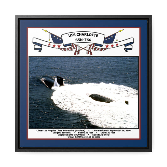USS Charlotte SSN-766 Navy Floating Frame Photo Front View