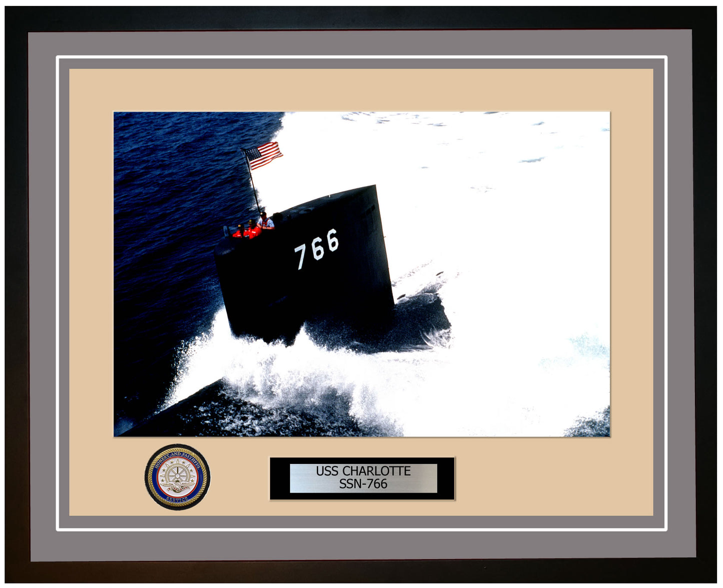 USS Charlotte SSN-766 Framed Navy Ship Photo Grey