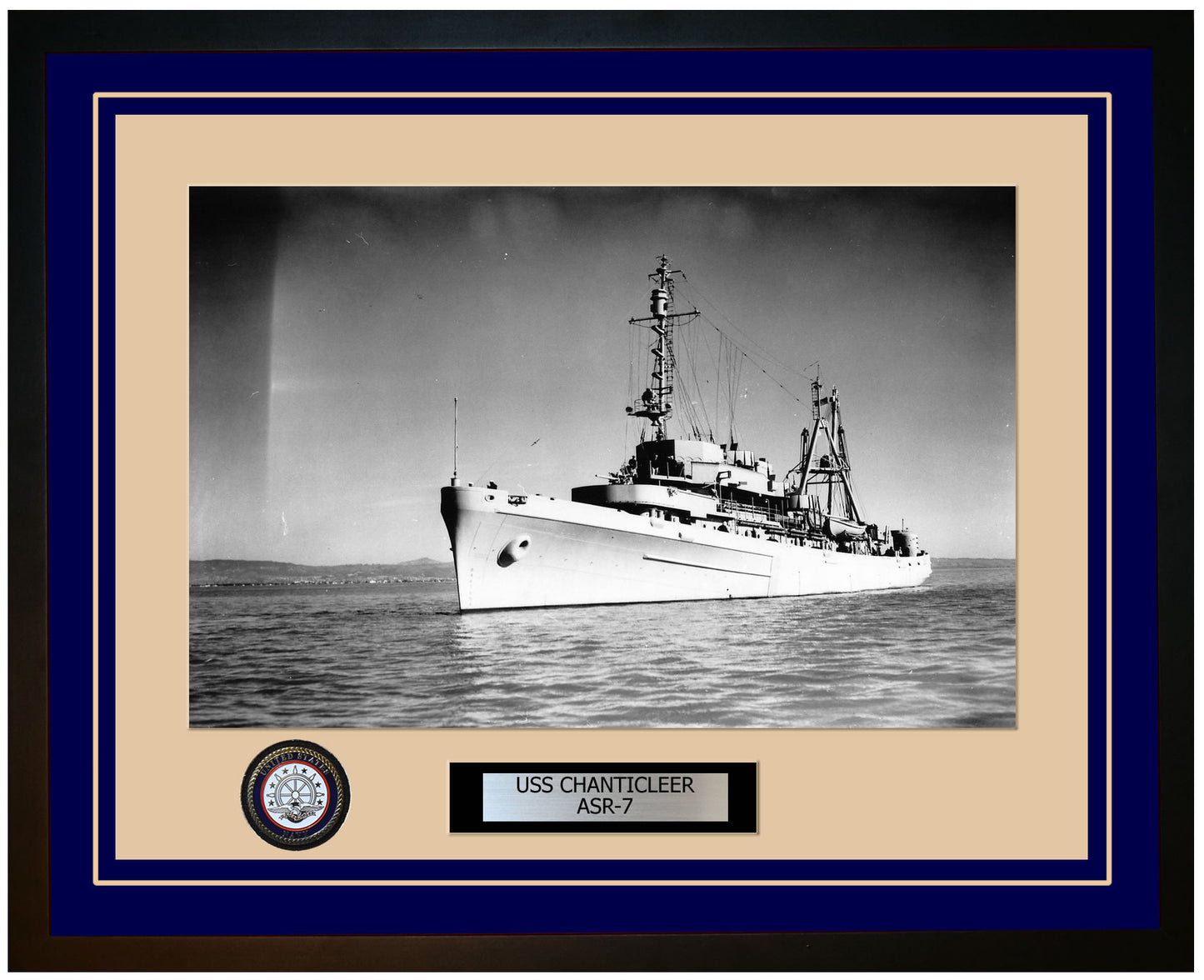 USS CHANTICLEER ASR-7 Framed Navy Ship Photo Blue