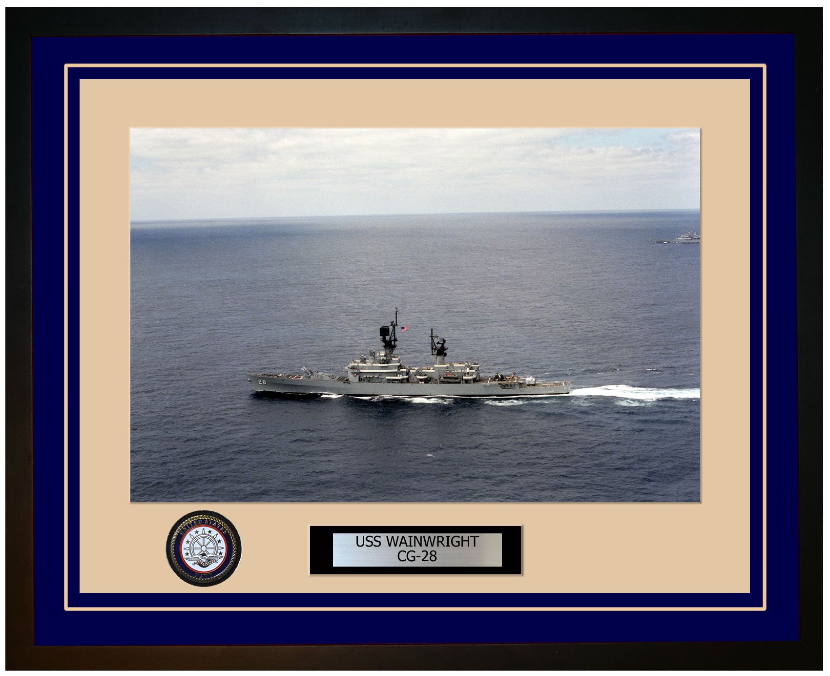 USS WAINWRIGHT CG-28 Framed Navy Ship Photo Blue