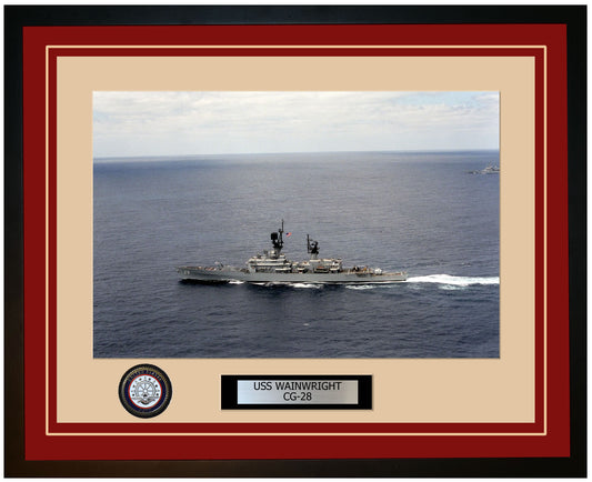 USS WAINWRIGHT CG-28 Framed Navy Ship Photo Burgundy
