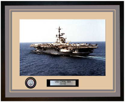 USS CORAL SEA CV-43 Framed Navy Ship Photo Grey