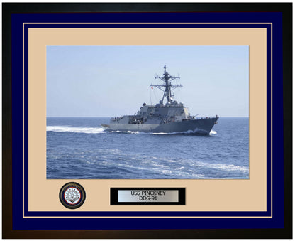 USS PINCKNEY DDG-91 Framed Navy Ship Photo Blue