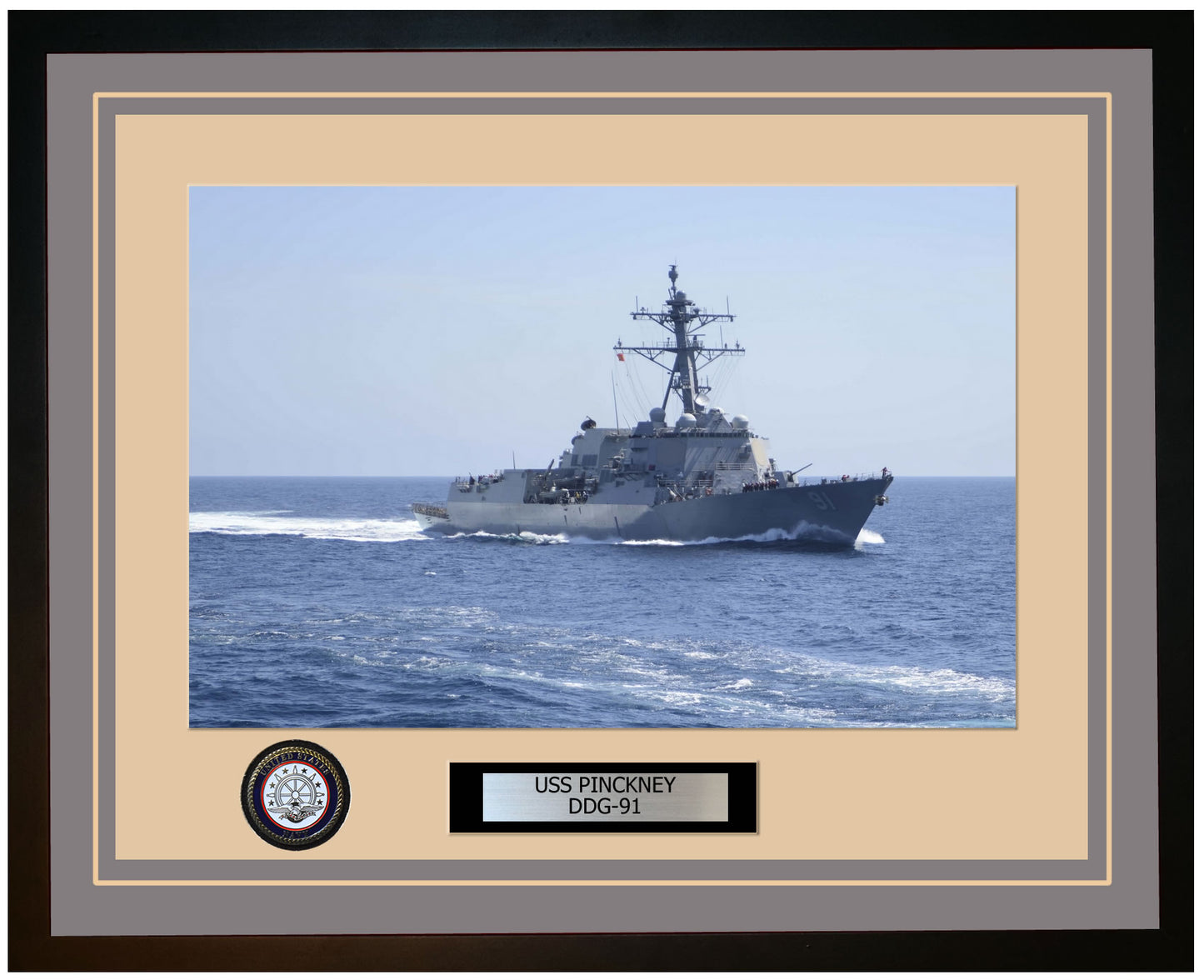 USS PINCKNEY DDG-91 Framed Navy Ship Photo Grey