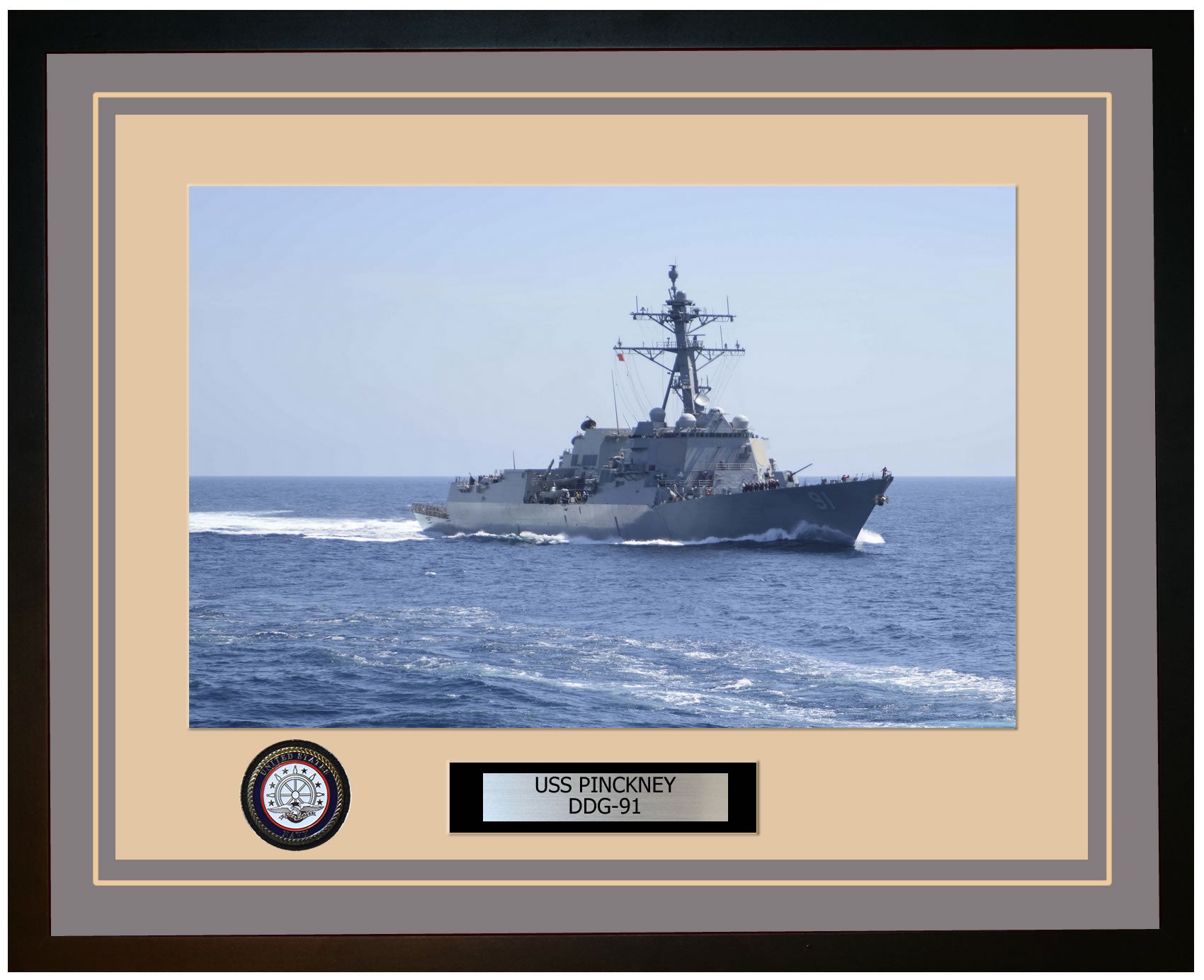 USS PINCKNEY DDG-91 Framed Navy Ship Photo Grey
