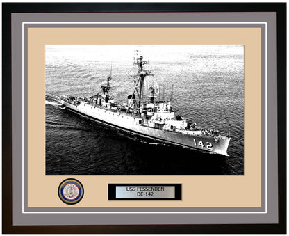 USS Fessenden DE-142 Framed Navy Ship Photo Grey