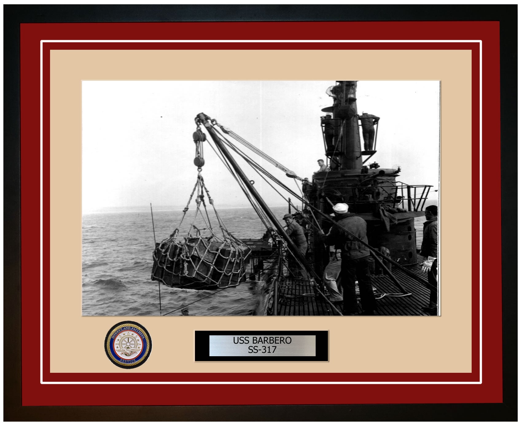 USS Barbero SS-317 Framed Navy Ship Photo Burgundy