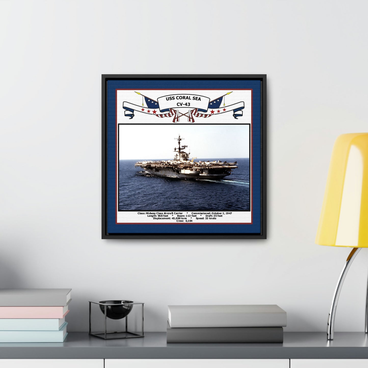 USS Coral Sea CV-43 Navy Floating Frame Photo Desk View
