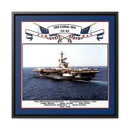 USS Coral Sea CV-43 Navy Floating Frame Photo Front View