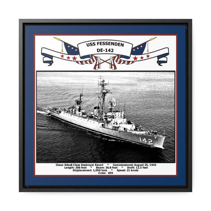 USS Fessenden DE-142 Navy Floating Frame Photo Front View