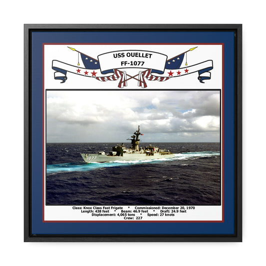 USS Ouellet FF-1077 Navy Floating Frame Photo Front View