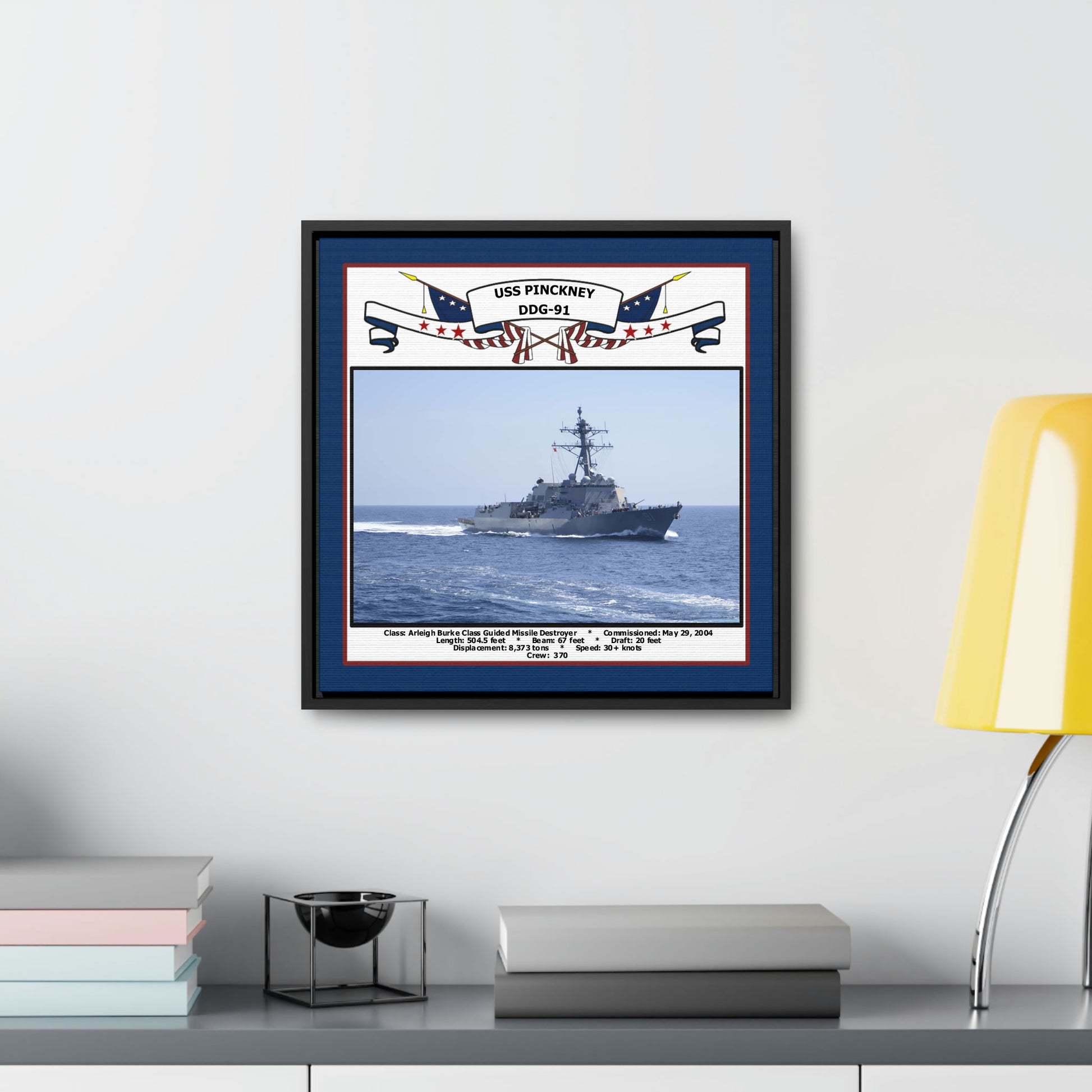 USS Pinckney DDG-91 Navy Floating Frame Photo Desk View