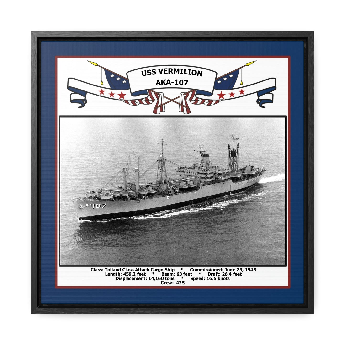 USS Vermilion AKA-107 Navy Floating Frame Photo Front View