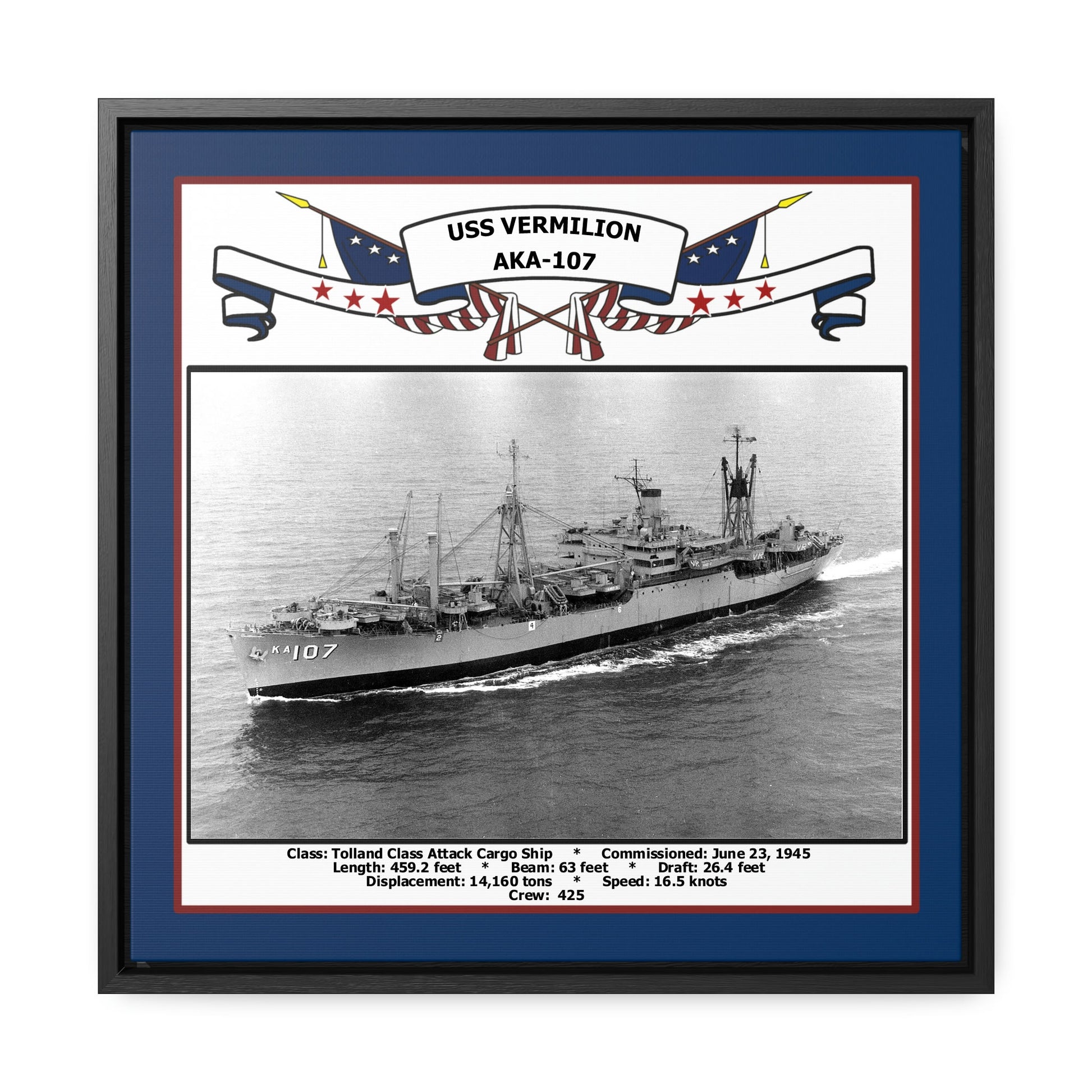 USS Vermilion AKA-107 Navy Floating Frame Photo Front View