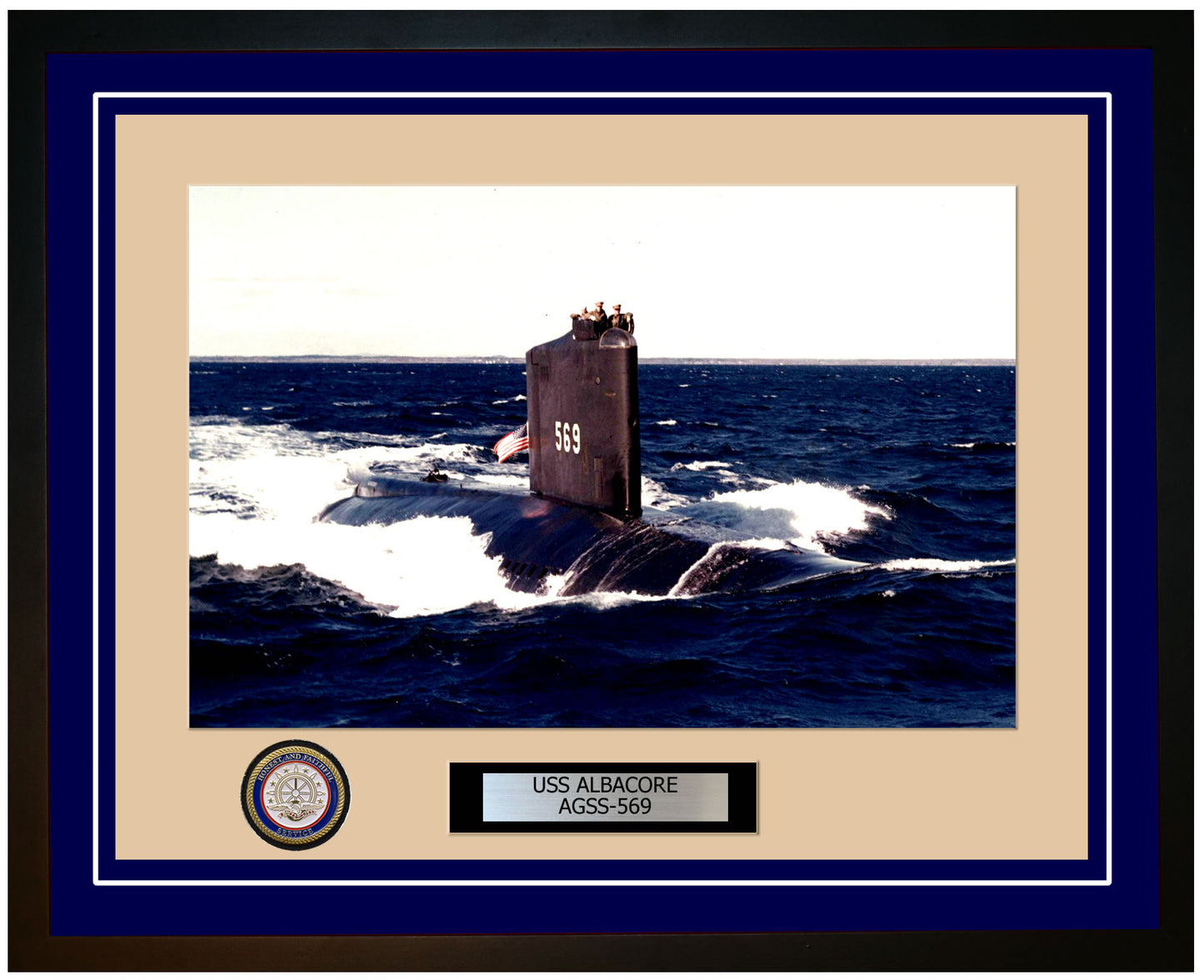 USS Albacore AGSS-569 Framed Navy Ship Photo Blue