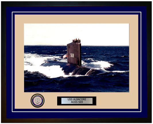 USS Albacore AGSS-569 Framed Navy Ship Photo Blue