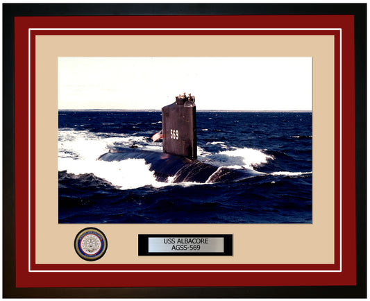 USS Albacore AGSS-569 Framed Navy Ship Photo Burgundy