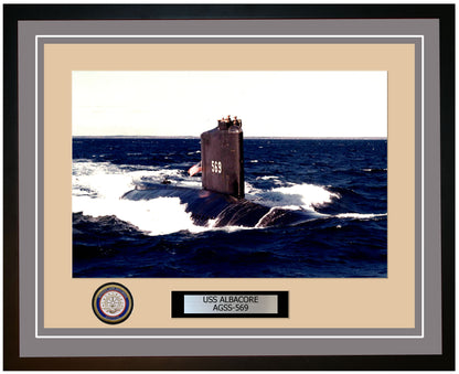 USS Albacore AGSS-569 Framed Navy Ship Photo Grey