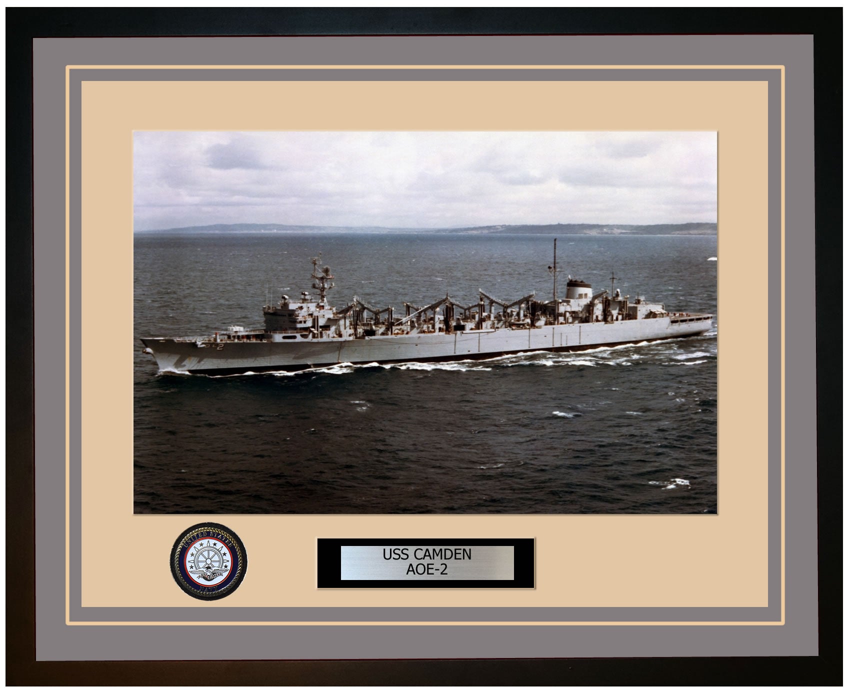 USS CAMDEN AOE-2 Framed Navy Ship Photo Grey