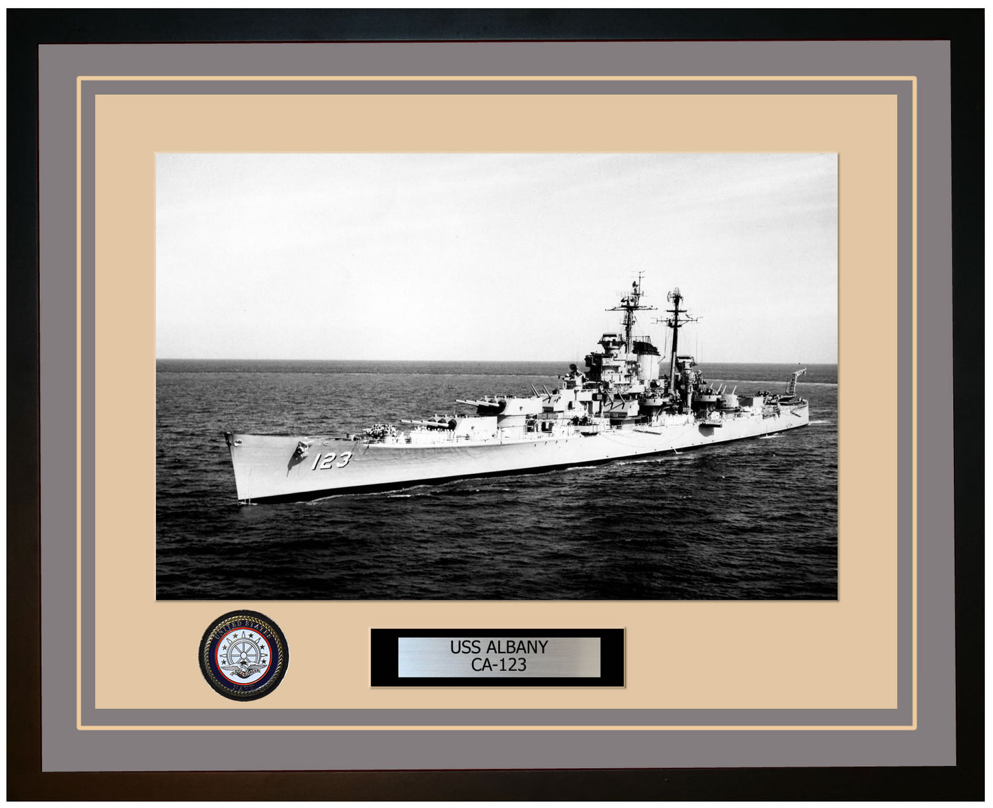 USS ALBANY CA-123 Framed Navy Ship Photo Grey