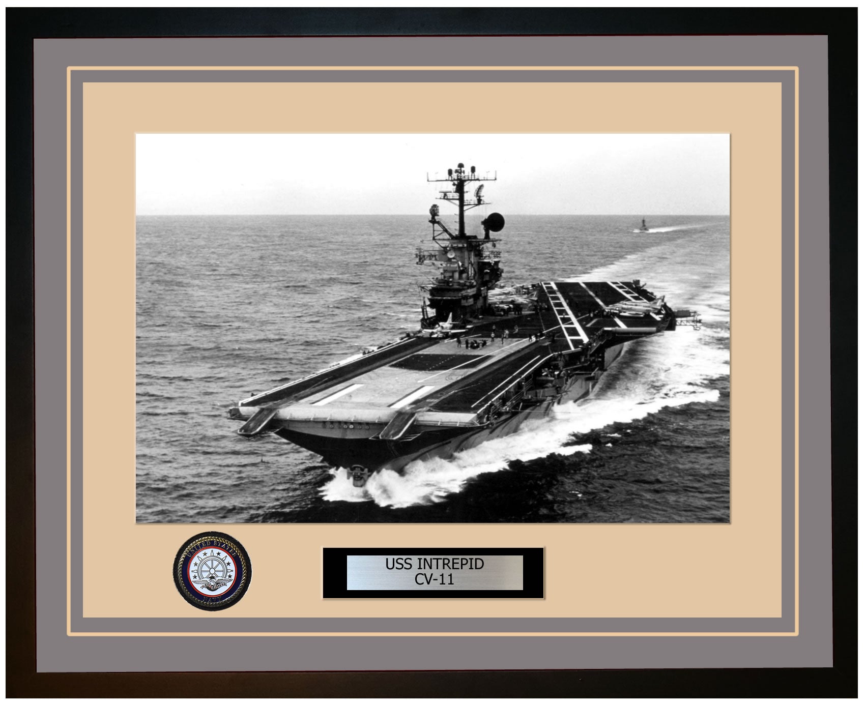 USS INTREPID CV-11 Framed Navy Ship Photo Burgundy – Navy Emporium