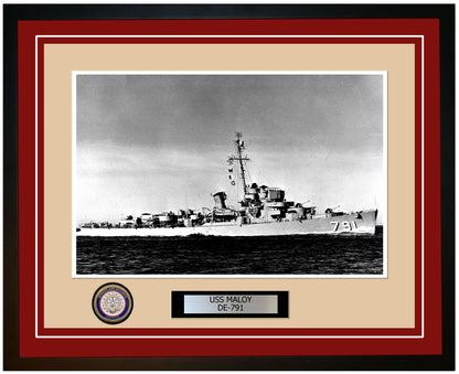 USS Maloy DE-791 Framed Navy Ship Photo Burgundy