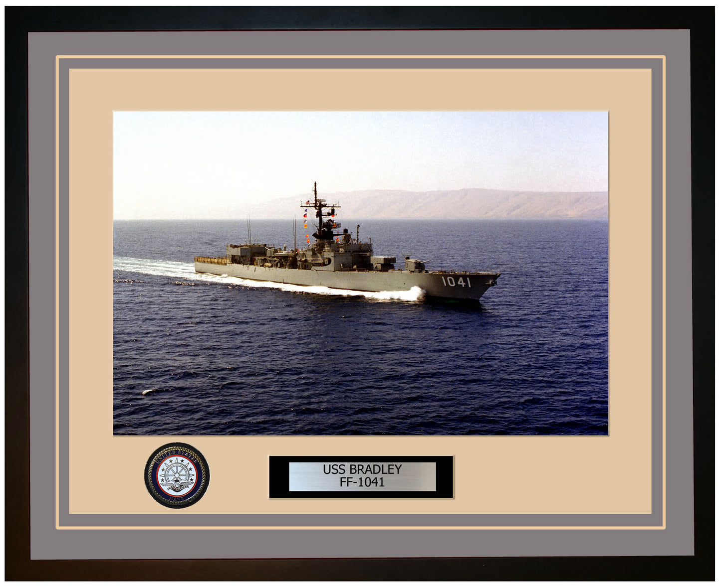 USS BRADLEY FF-1041 Framed Navy Ship Photo Grey