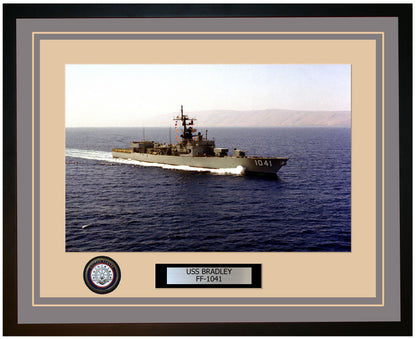 USS BRADLEY FF-1041 Framed Navy Ship Photo Grey