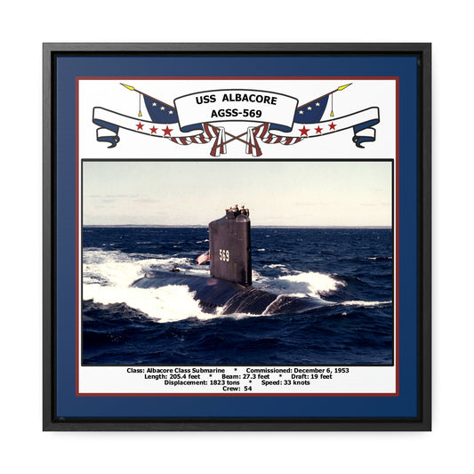 USS Albacore AGSS-569 Navy Floating Frame Photo Front View